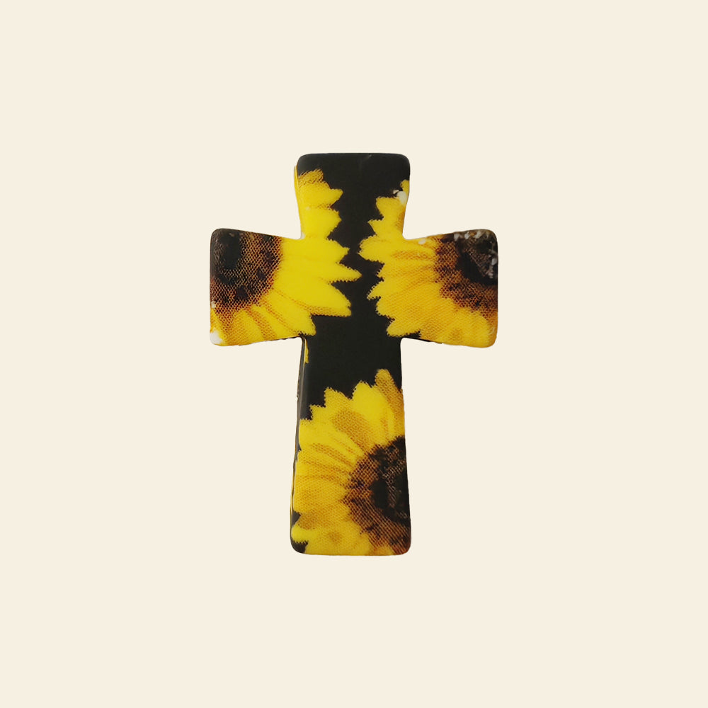 Wholesale 10pcs Cow Pattern Skull Sunflower Cross Silicone Focal Beads
